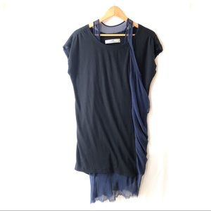 Initial black/navy cotton blend dress ruffle S-L